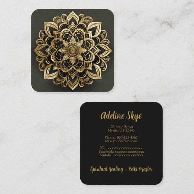 Cartão De Visita Quadrado Mandala design (Frente/Verso)
