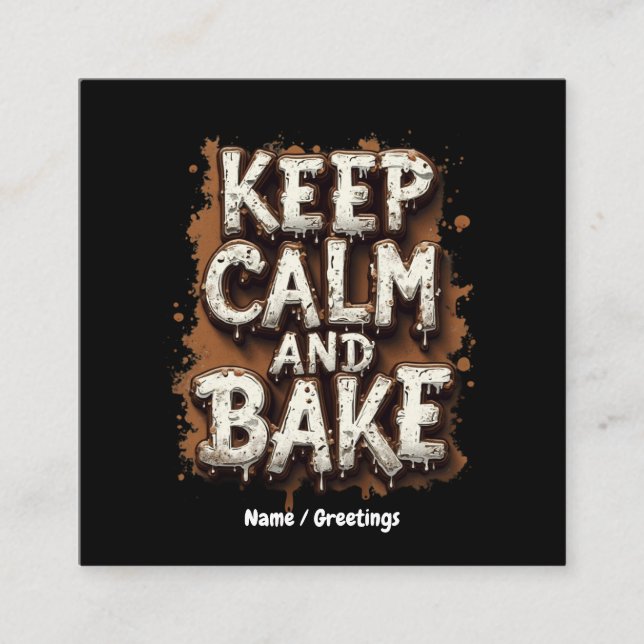 Cartão De Visita Quadrado Mantenha calma e receitas divertidas de Assar para (Frente)