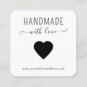 Cartão De Visita Quadrado Manuscrito Com Amor Logotipo de Código QR Coração