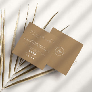 Cartão De Visita Quadrado Manuscrito Com Amor Logotipo Para Pequenas Empresa