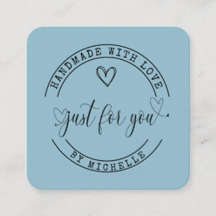 Cartão De Visita Quadrado Manuscrito com Love Blue elegant script