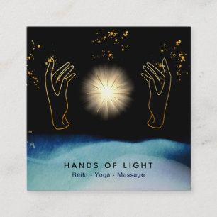 Cartão De Visita Quadrado *~* Mãos de cicatrização cósmica Energia de es