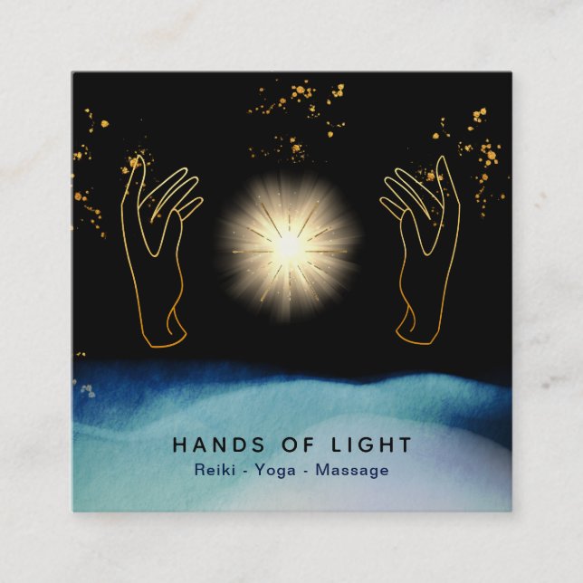 Cartão De Visita Quadrado *~* Mãos de cicatrização cósmica Energia de estrel (Frente)