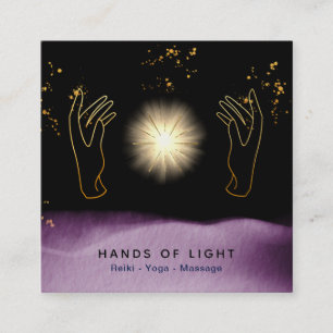 Cartão De Visita Quadrado *~* Mãos de cicatrização cósmica Estrelas de E
