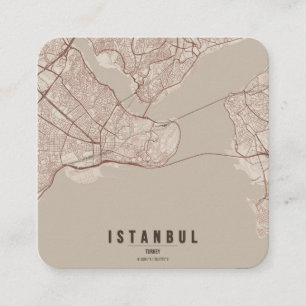 Cartão De Visita Quadrado Mapa da Cidade de Istambul, Turquia & Texto Person