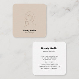 Cartão De Visita Quadrado Maqueamento neutro da beleza do cabelo do logotipo