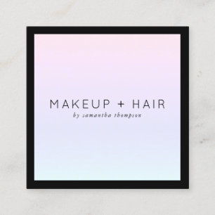 Cartão De Visita Quadrado Maquete holográfico de gradiente roxo rosa moderno