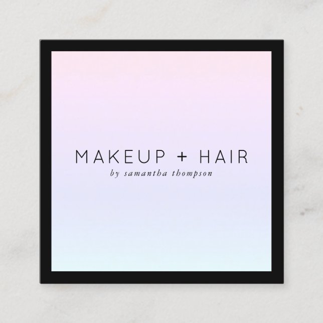Cartão De Visita Quadrado Maquete holográfico de gradiente roxo rosa moderno (Frente)