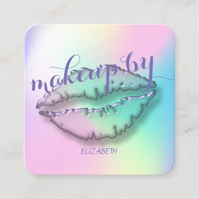 Cartão De Visita Quadrado Maquete profissional moderno,Maqueamento,Lip (Frente)