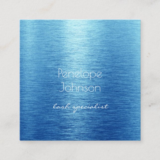 Cartão De Visita Quadrado Maquiagem Artista Azul Esmagado Glam (Frente)