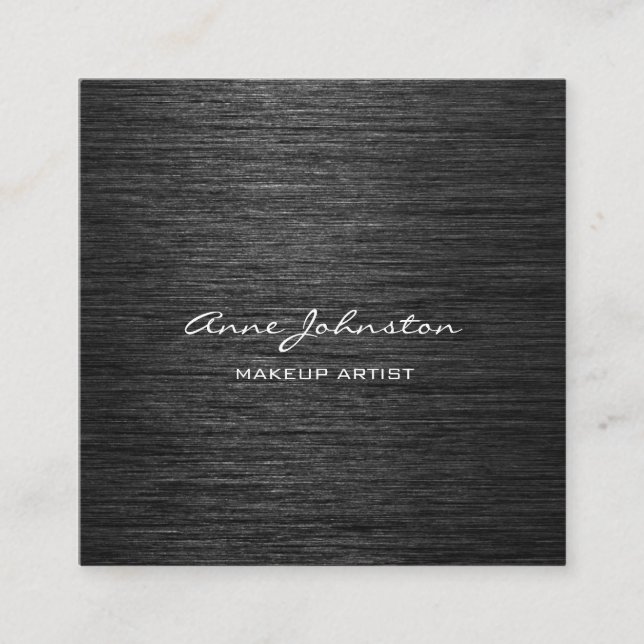 Cartão De Visita Quadrado Maquiagem - Artista Preto - Lâmpada (Frente)