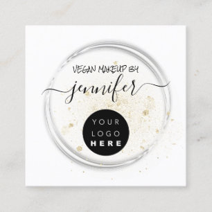 Cartão De Visita Quadrado Maquiagem do logotipo profissional Artista Vegan B