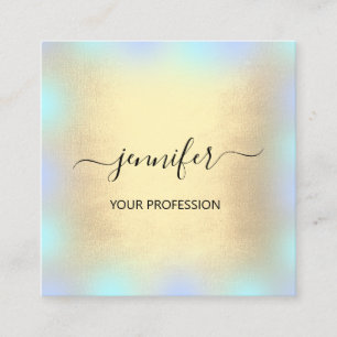 Cartão De Visita Quadrado Maquiagem profissional de Ombre Dourado Azul Ombr