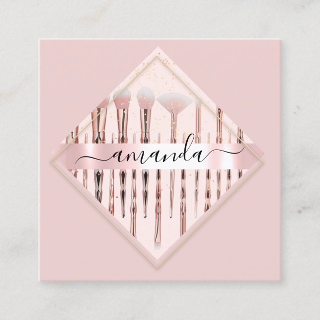 Cartão De Visita Quadrado Maquiagem profissional - Rascunhos do logotipo do  (Frente)