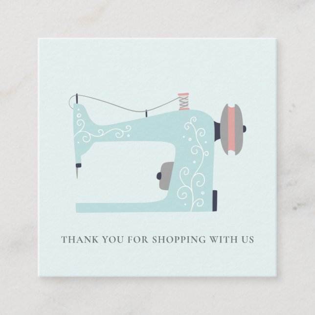 CARTÃO DE VISITA QUADRADO MÁQUINA DE SEQUÊNCIA DE PINCO AZUL AQUA OBRIGADO P (Frente)