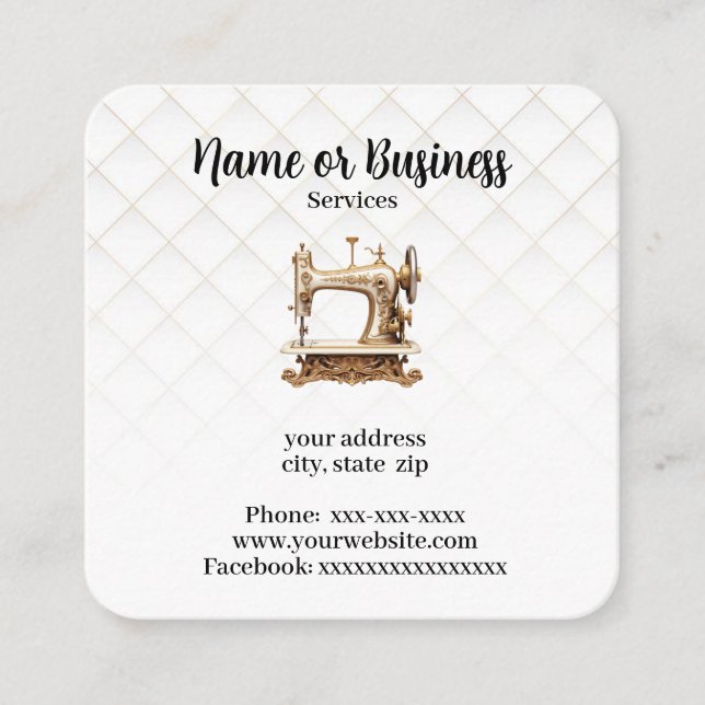 Cartão De Visita Quadrado Máquinas de costura (Frente)