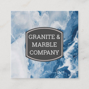 Cartão De Visita Quadrado Marble Azul