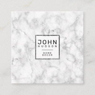 Cartão De Visita Quadrado Marble Design Modern Monogramo Elegant Square Busi
