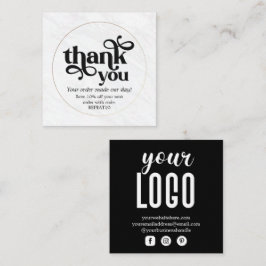 Cartão De Visita Quadrado Marble Dourado Pedido Personalizado Obrigado