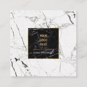 Cartão De Visita Quadrado Marble PixDezines /Preto+Branco
