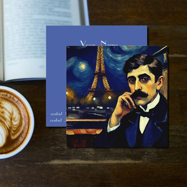 Cartão De Visita Quadrado Marcel Proust em Paris - arte fantasma (Criador carregado)