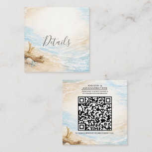 Cartão De Visita Quadrado Marés Eternas Água Costeira Aquarela Casamento na