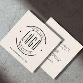 Cartão De Visita Quadrado Marfim moderno simples adicione seu logotipo