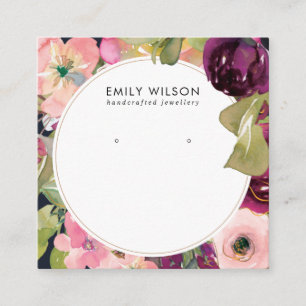 CARTÃO DE VISITA QUADRADO MARINHO BURGUNDY BLUSH FLORAL STUD EARRING