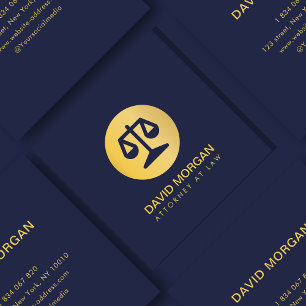 Cartão De Visita Quadrado Marinho De Logotipo Da Justiça Profissional E Dour
