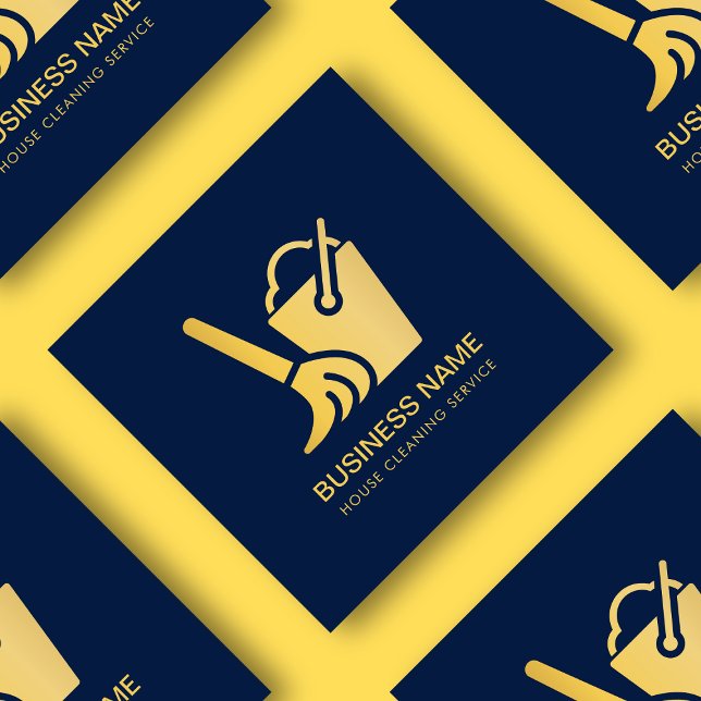 Cartão De Visita Quadrado Marinho De Serviços De Limpeza De Casa Moderna E D (Criador carregado)