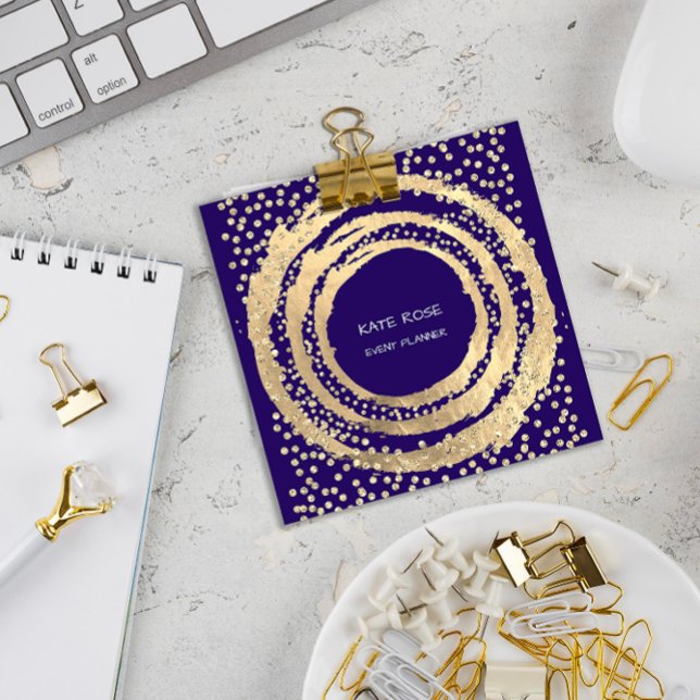 Cartão De Visita Quadrado Marinho do Blogueiro de Moda Música do Event Plann (Event Planner Music Media Fashion Blogger Navy Square Business Card)