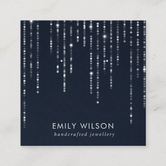 CARTÃO DE VISITA QUADRADO MARINHO VELVET STRING LIGHS STUD EARRING EXIBIR  (Frente)