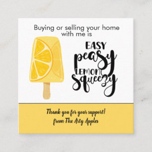 Cartão De Visita Quadrado Marketing imobiliário Easy Peasy Lemon