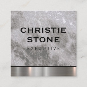 Cartão De Visita Quadrado Mármore com Trilha Metálica