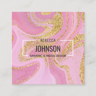 Cartão De Visita Quadrado Mármore Dourado Rosa do Precioso Moderno - Cartã
