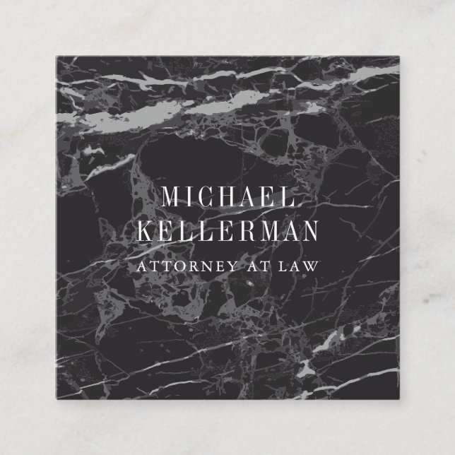 Cartão De Visita Quadrado Mármore Negro (Frente)