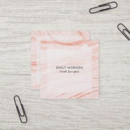Cartão De Visita Quadrado Marmorização em Aquarela Branco e Dourado-Rosa