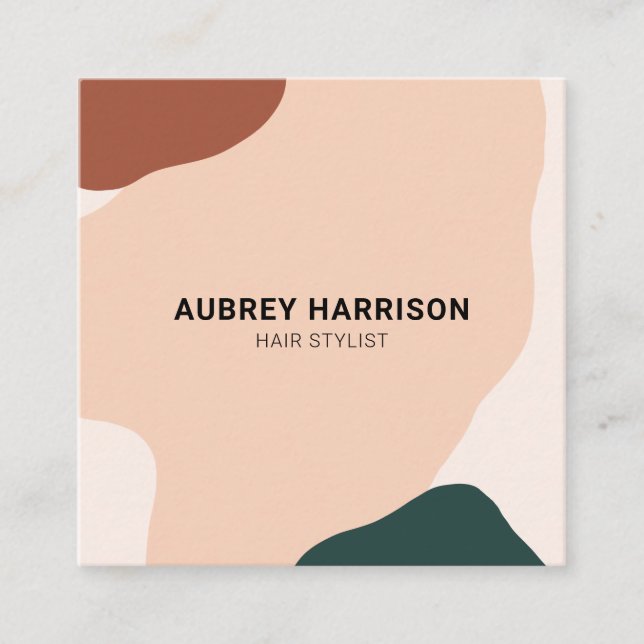 Cartão De Visita Quadrado Marrom verde Abstrato moderno 3 (Frente)