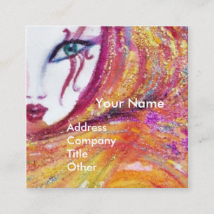 Cartão De Visita Quadrado MÁSCARA AMARELO COM Beleza ROSA VERMELHA Compor A