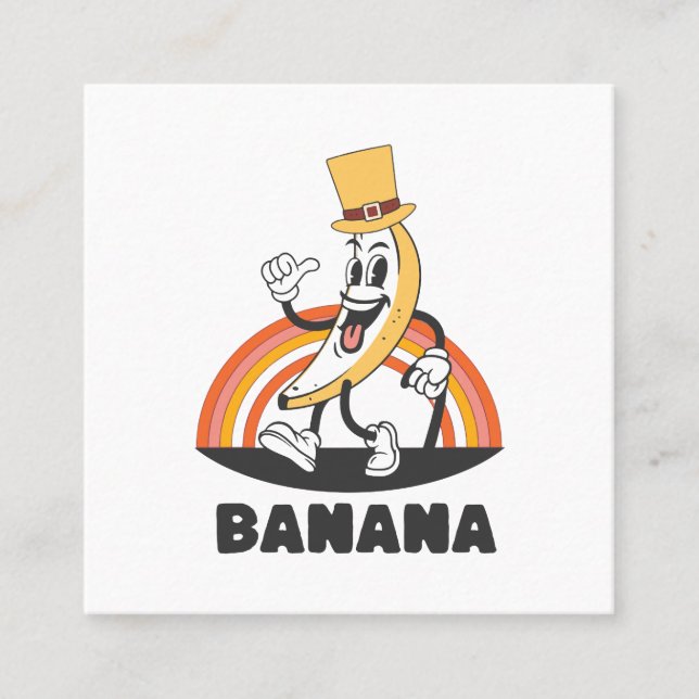 Cartão De Visita Quadrado Mascot Banana (Frente)