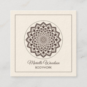 Cartão De Visita Quadrado Massagem Corporal Mandala Lótus