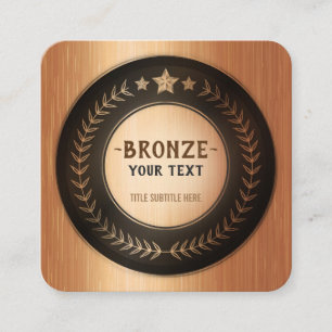 Cartão De Visita Quadrado MEDALHA Bronze Campeão IMPRESSÃO PERSONALIZADA DIY