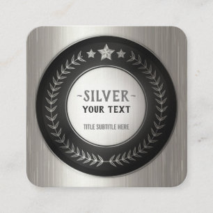 Cartão De Visita Quadrado MEDALHA PERSONALIZADA DIY Prata ADICIONE SEU LOGOT