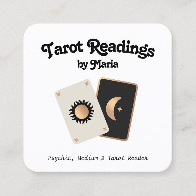 Cartão De Visita Quadrado Média Psicológica do Leitor de Placas Tarot (Frente)