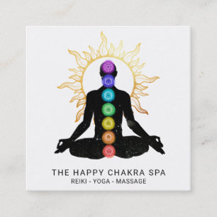 Cartão De Visita Quadrado *~** Meditação de cura de Chakra - Homem de Perc