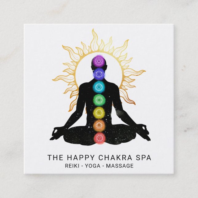 Cartão De Visita Quadrado *~** Meditação de cura de Chakra - Homem de Perca  (Frente)