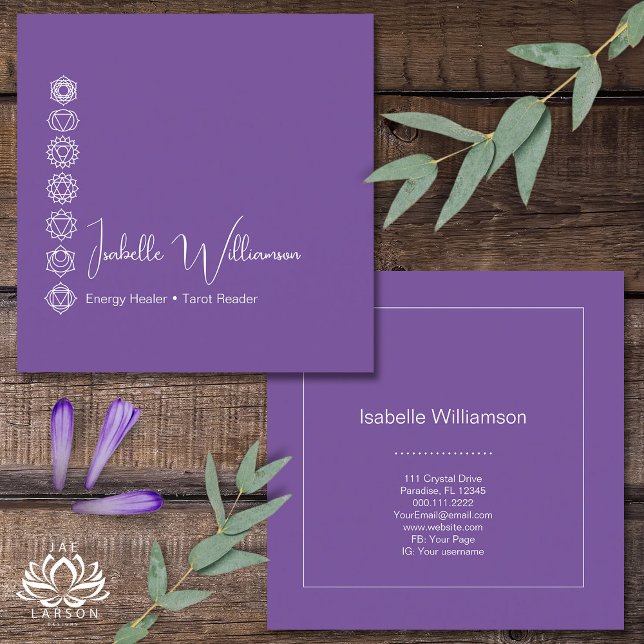 Cartão De Visita Quadrado Meditação de Yoga por Ametist Chakras Reiki (Criador carregado)