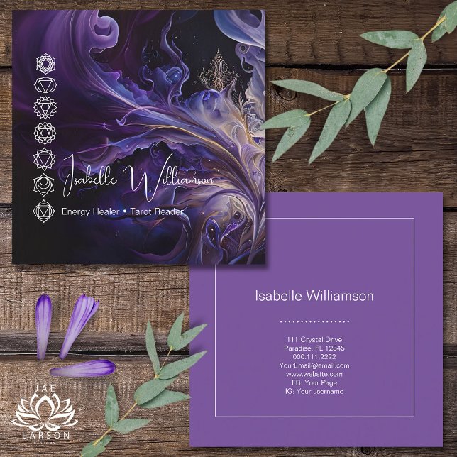 Cartão De Visita Quadrado Meditação de Yoga por Ametist Chakras Reiki (Criador carregado)