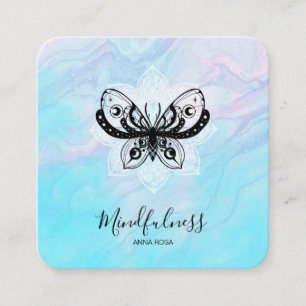 Cartão De Visita Quadrado *~* Meditação Mindfulness Mariposa Yoga Borboleta 