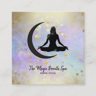 Cartão De Visita Quadrado *~* Meditação Yoga Mulher Dourada + Mindagação